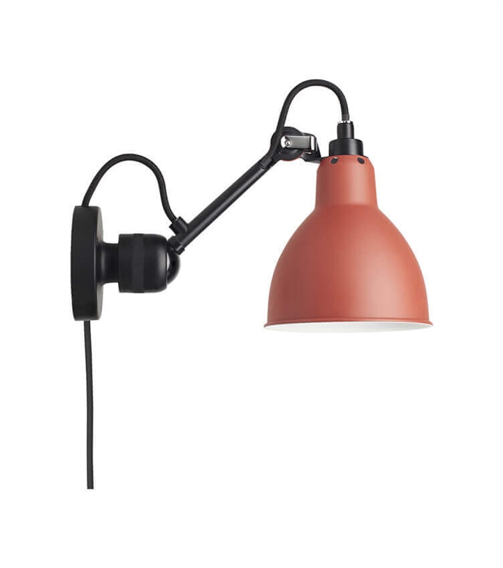 Lampe Gras No 304CA væglampe, sort/rød Sort