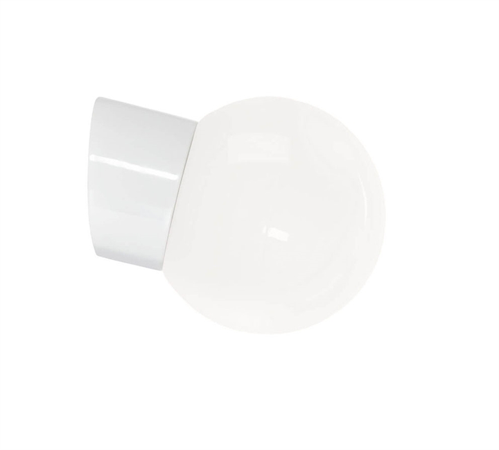 Classic Globe 150 væglampe IP54, hvid/blank opal Hvid