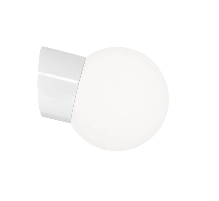Classic Globe 150 væglampe IP54, hvid/mat opal Hvid