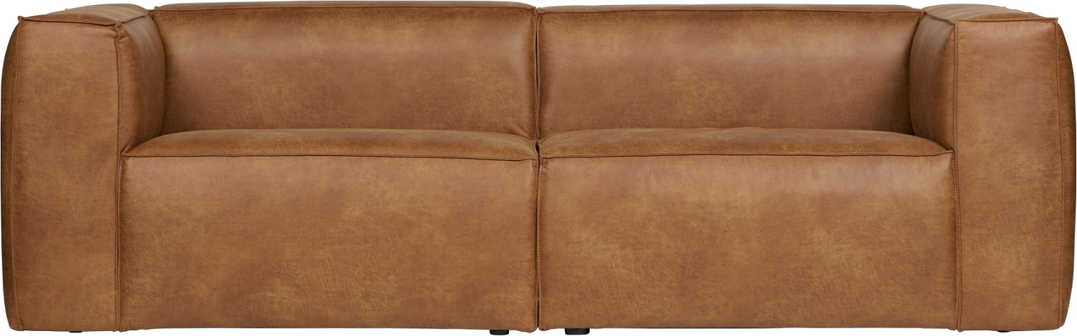 Bean, 3,5-personers sofa med læder, lysebrun, H73x96x246 cm Lysebrun