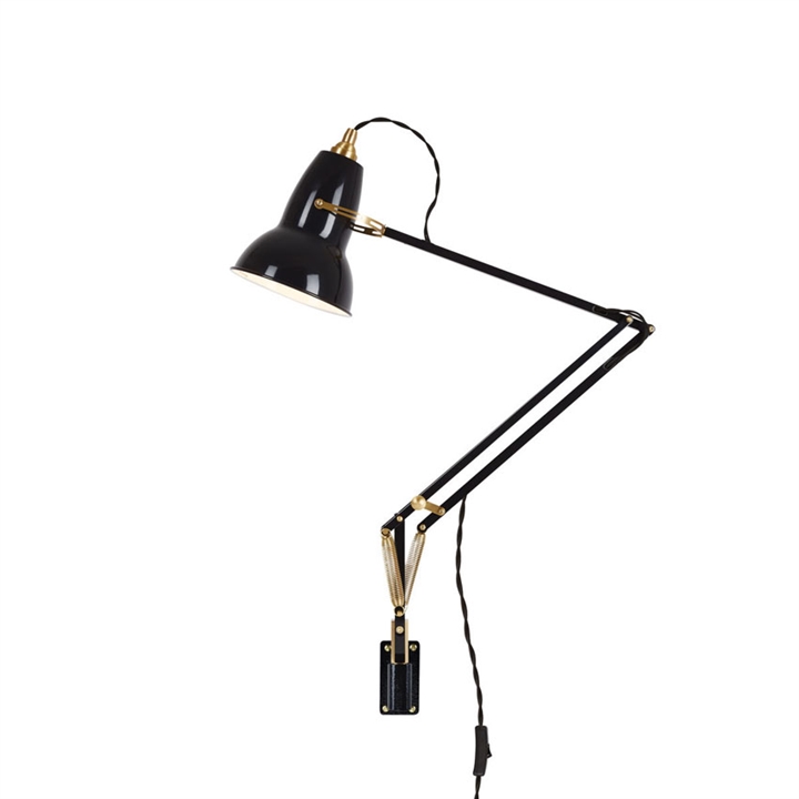 Original 1227 messing/sort vægmonteret lampe Sort