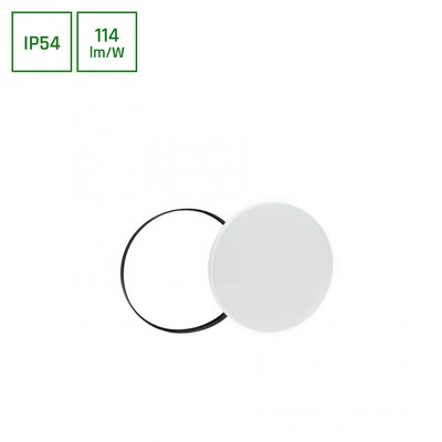 NYMPHEA - Kold Hvid 230V 115Â° IP54 IK04 Ø250x52 Hvid / Sort Rundt med Anhænger - Dæmpbar : Ikke dæmpbar, Kulør : Kold