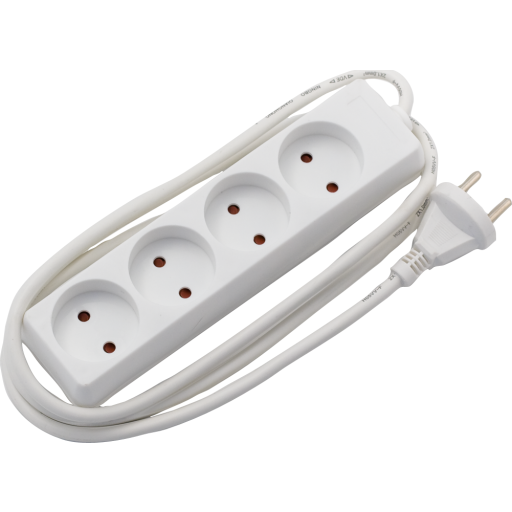 5 stk 4-Stikdåse U/J med 1,5M ledning - Hvid tilbud!