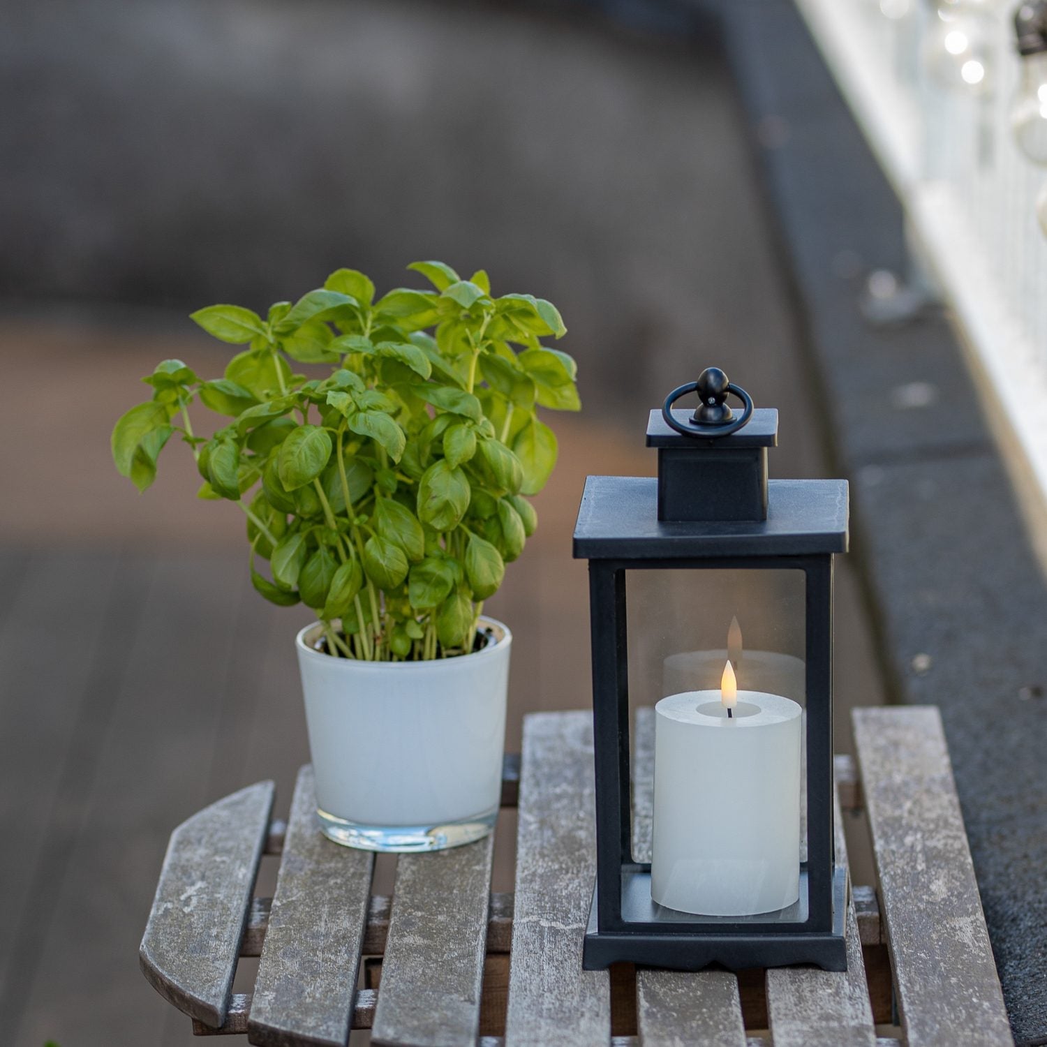Lanterne klar glas med lys