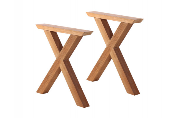 Bordben i Teak - Kryds - 2 stk.