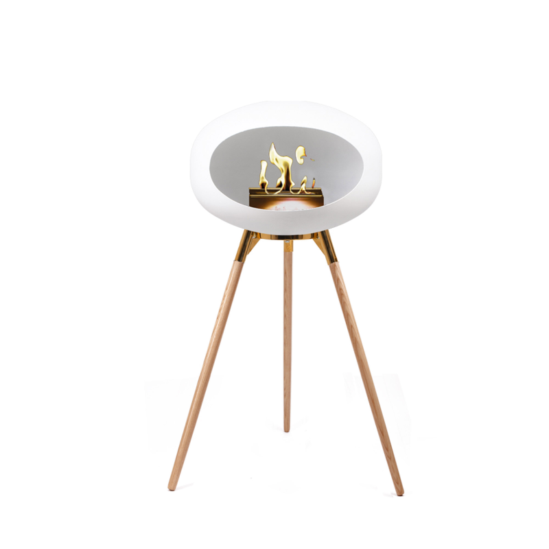 Hvid biopejs med Rose Gold skål - Ground Wood 79cm - ben i særbehandlet eg Hvid