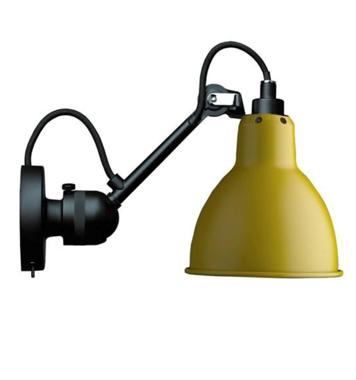 Lampe Gras No 304SW væglampe, sort/gul Sort