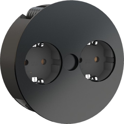 Twist stikkontakt 2 x Schuko, semimat sort