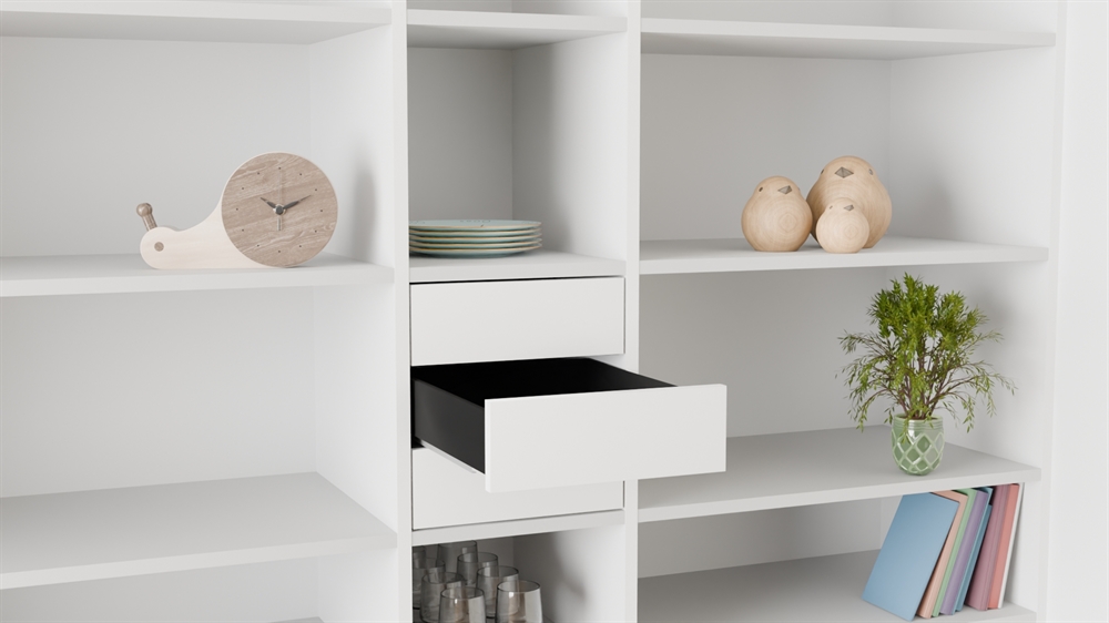 Kitchn Elan Skuffe - 36,8 x 48 cm - Deludtræk m/ softluk - Hvid - Højde: 12,4 cm