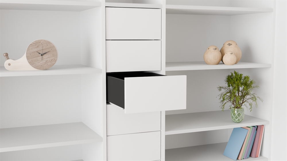 Kitchn Elan Indvendig skuffe - 96,8 x 46,9 cm. - Fuldudtræk m/ Push to open - Hvid - Højde 18,8 cm