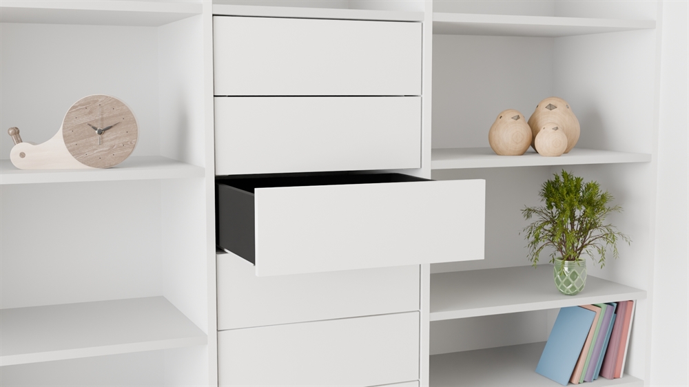 Kitchn Elan Indvendig skuffe - 56,8 x 46,9 cm. - Fuldudtræk m/ Push to open - Hvid - Højde 18,8 cm