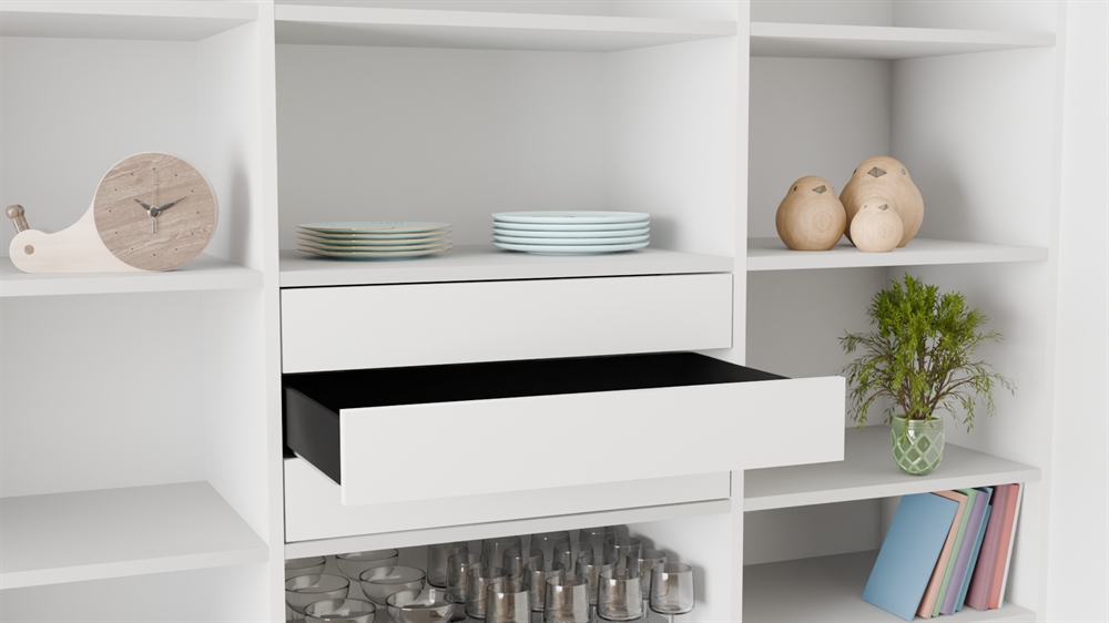 Kitchn Elan Skuffe - 76,8 x 48 cm - Deludtræk m. softluk - Hvid - Højde 12,4 cm