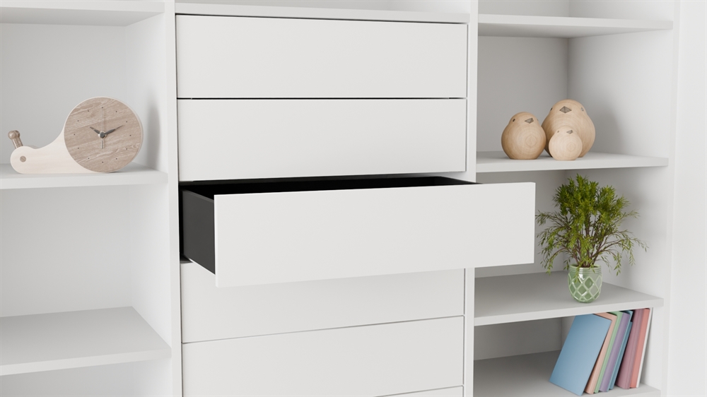 Kitchn Elan Indvendig skuffe - 76,8 x 46,9 cm. - Fuldudtræk m/ Push to open - Hvid - Højde 18,8 cm