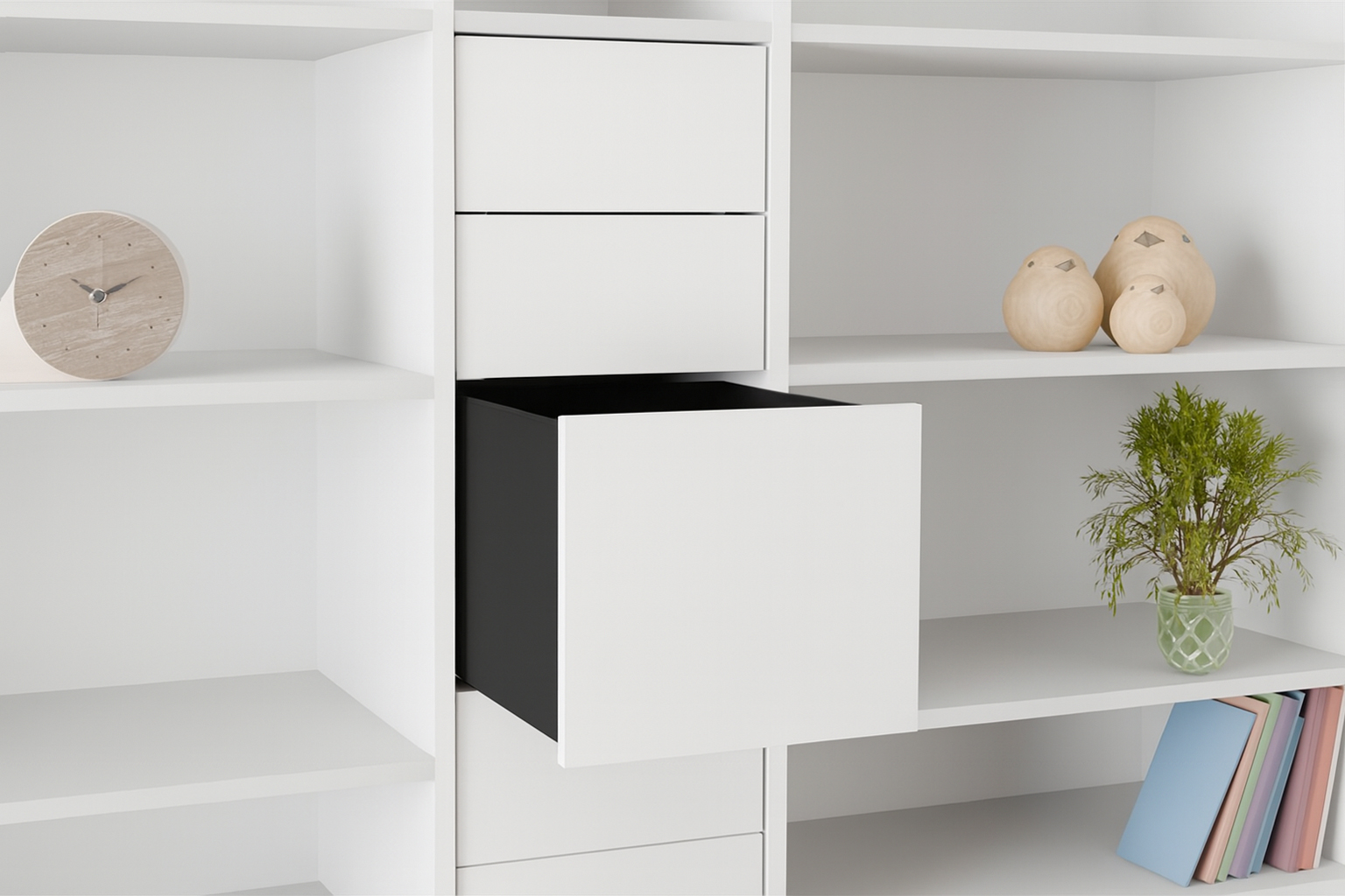 Kitchn Elan Indvendig skuffe - 96,8 x 46,9 cm - Fuldudtræk m/ Push to open - Hvid - Højde 28,4 cm