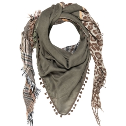 Tørklæde med leopard - army grøn