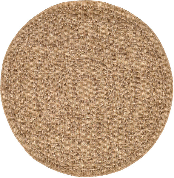 Gulvtæppe Loomery Natura Ø120 cm mokka  -  rundt slidstærkt polypropylen design Mokka