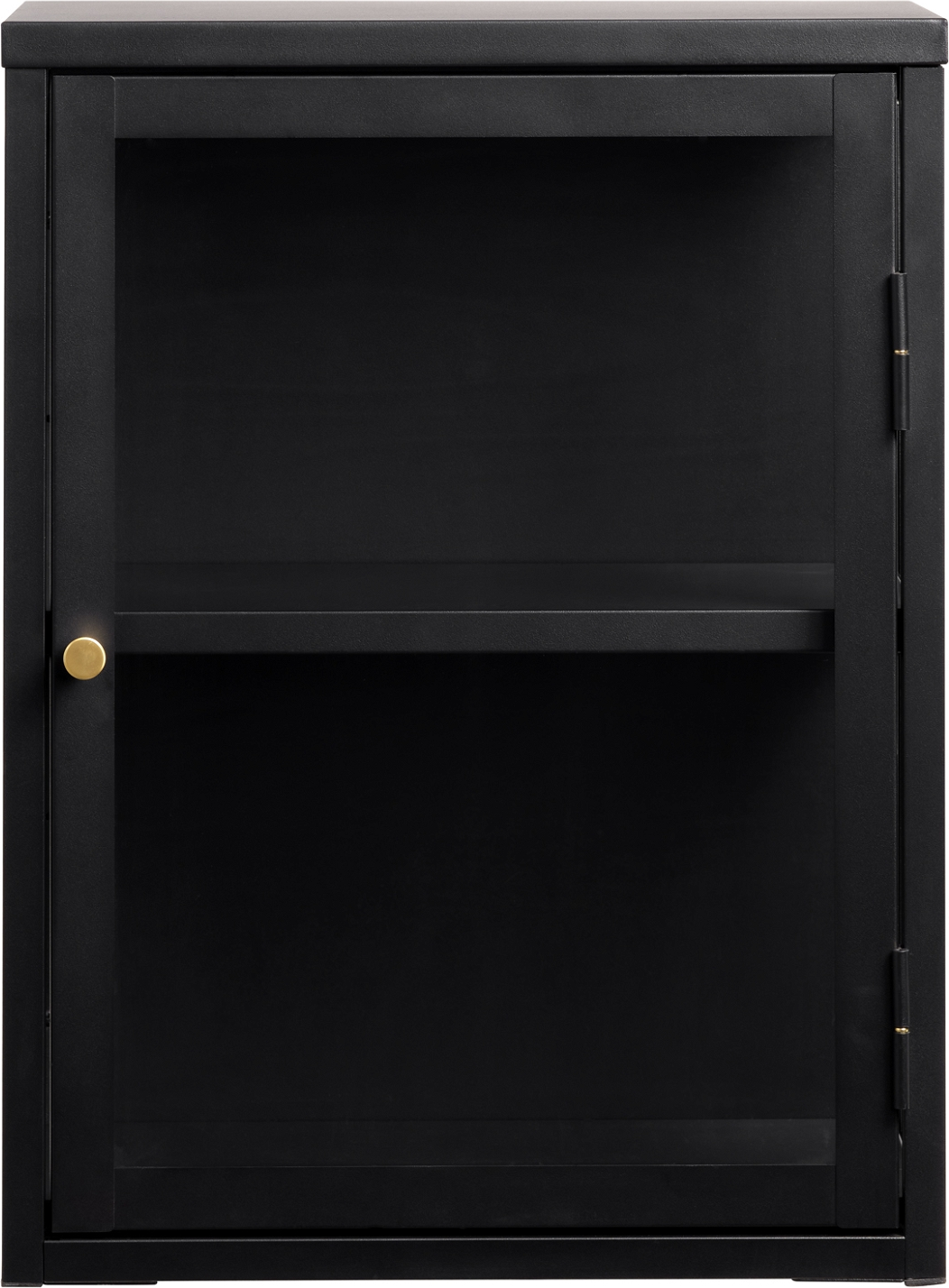 Væghængt skab Nordique Design Carmel  -  sort metal og hærdet glas, 60x45x25 cm Sort