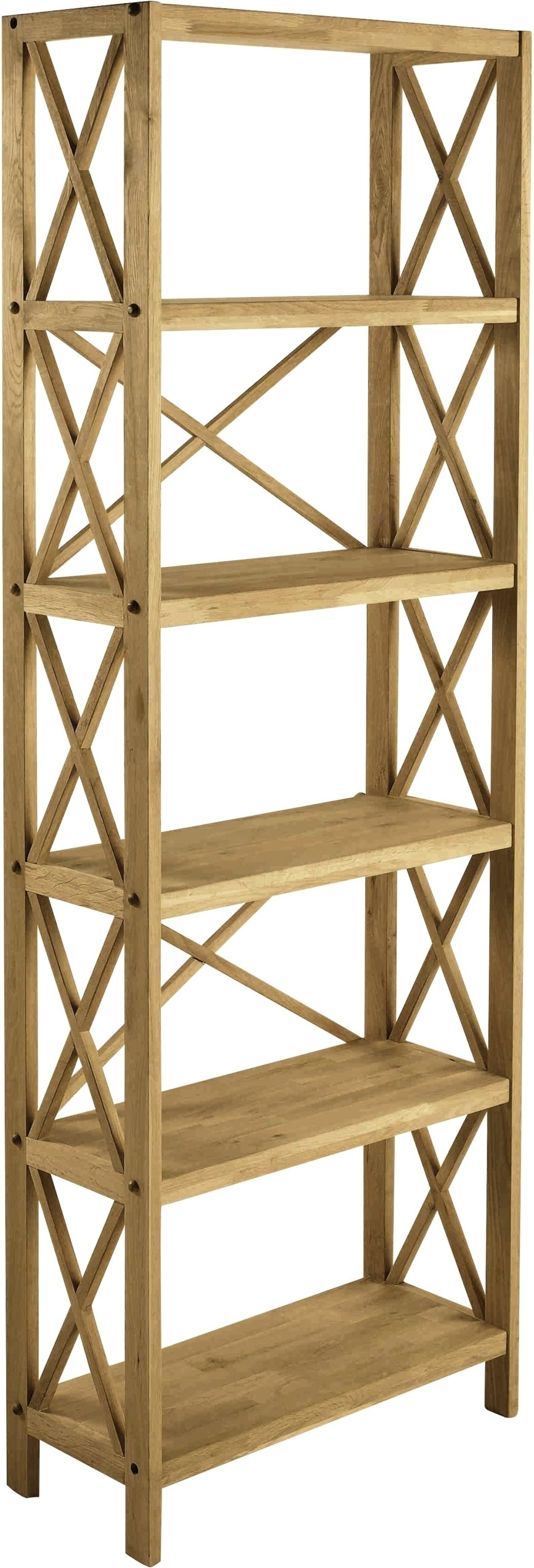 Reol Nordique Design X-Shelfs 6-hylders massiv eg natur H198ÃB70ÃD30 cm Natur