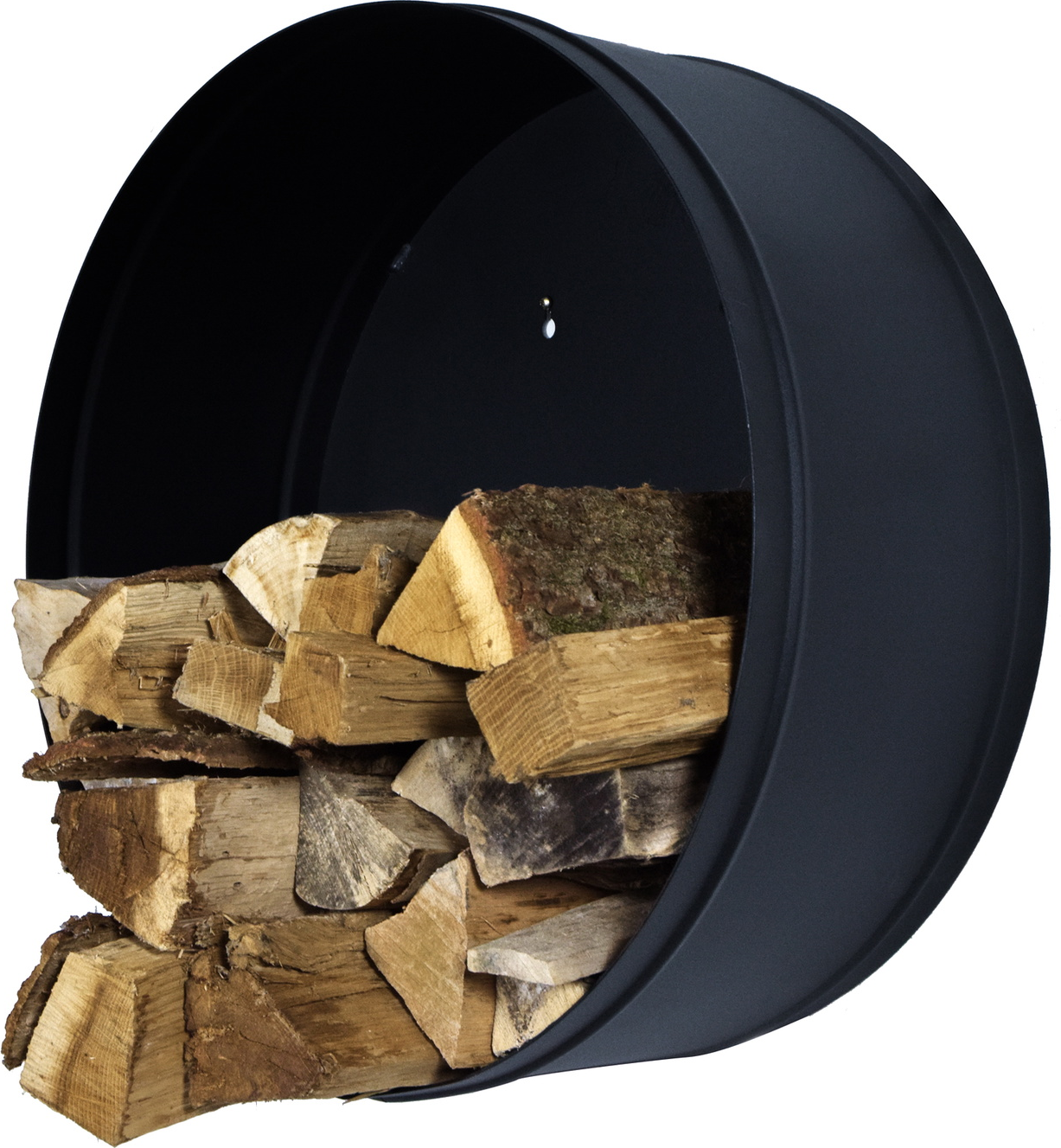 Brændestativ/brændeholder Spinder Design Banshee væghængt Ø60 x 33 cm mat sort stål Sort