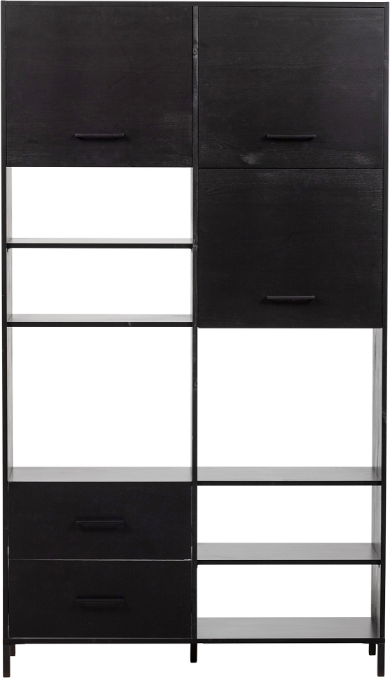 Highboard WOOOD Aiko  -  sort FSC-certificeret fyrretræ, H194xB110 cm Sort