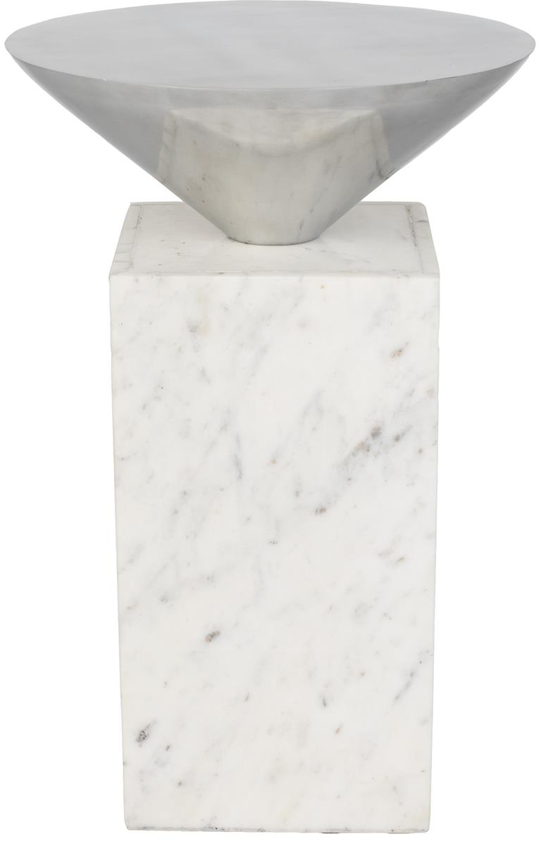 Sidebord Zuiver Pride i massivt marmor og aluminium offwhite H46ÃØ30 cm Offwhite