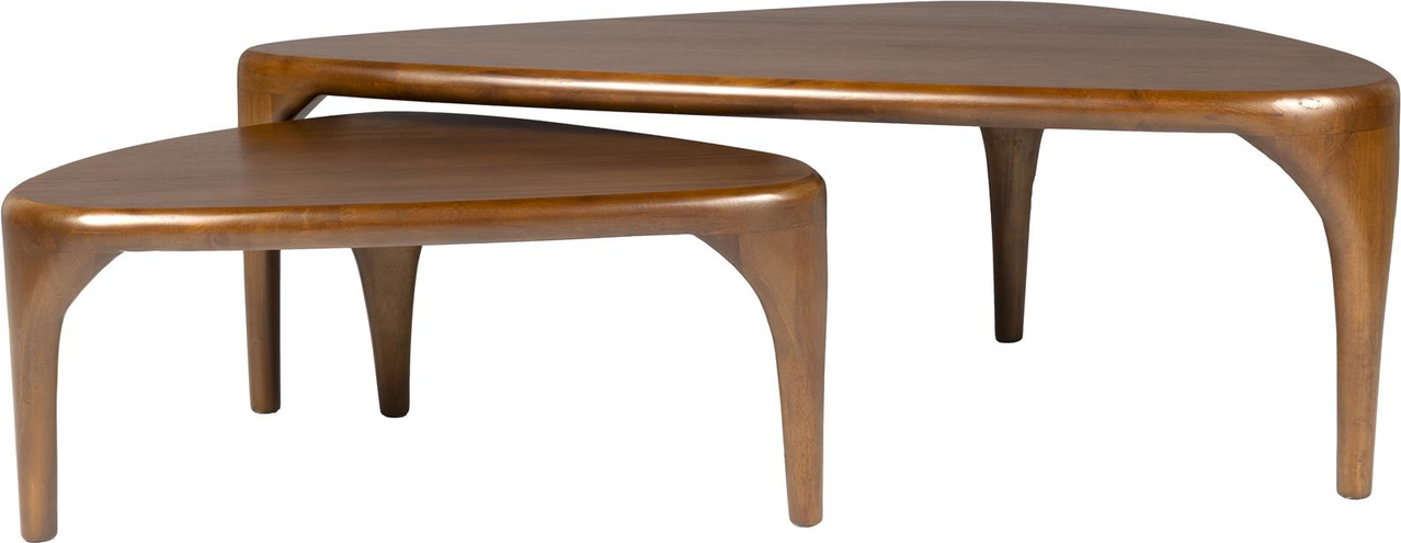 Sofabord Zuiver Isla oliebehandlet valnødfiner og gummitræ 110x60x36 cm asymmetrisk fleksibelt Valnød