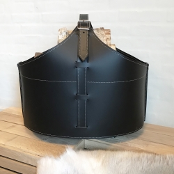 Brændekurv læder Fabia - sort