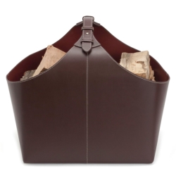 Brændekurv - brun læder