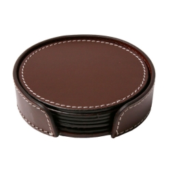 Læder glasbrikker - mørk brun