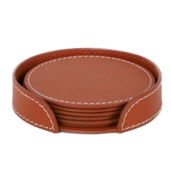 Læder glasbrikker - cognac