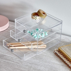Akryl holder med 3 skuffer - iDesign