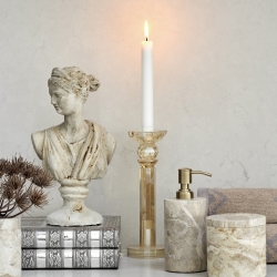 Høj krystal amber lysestage - Margit Brandt